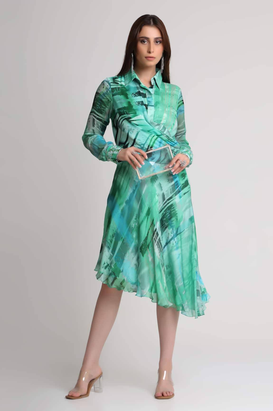 Koswi Geometric Print Shirt Dress