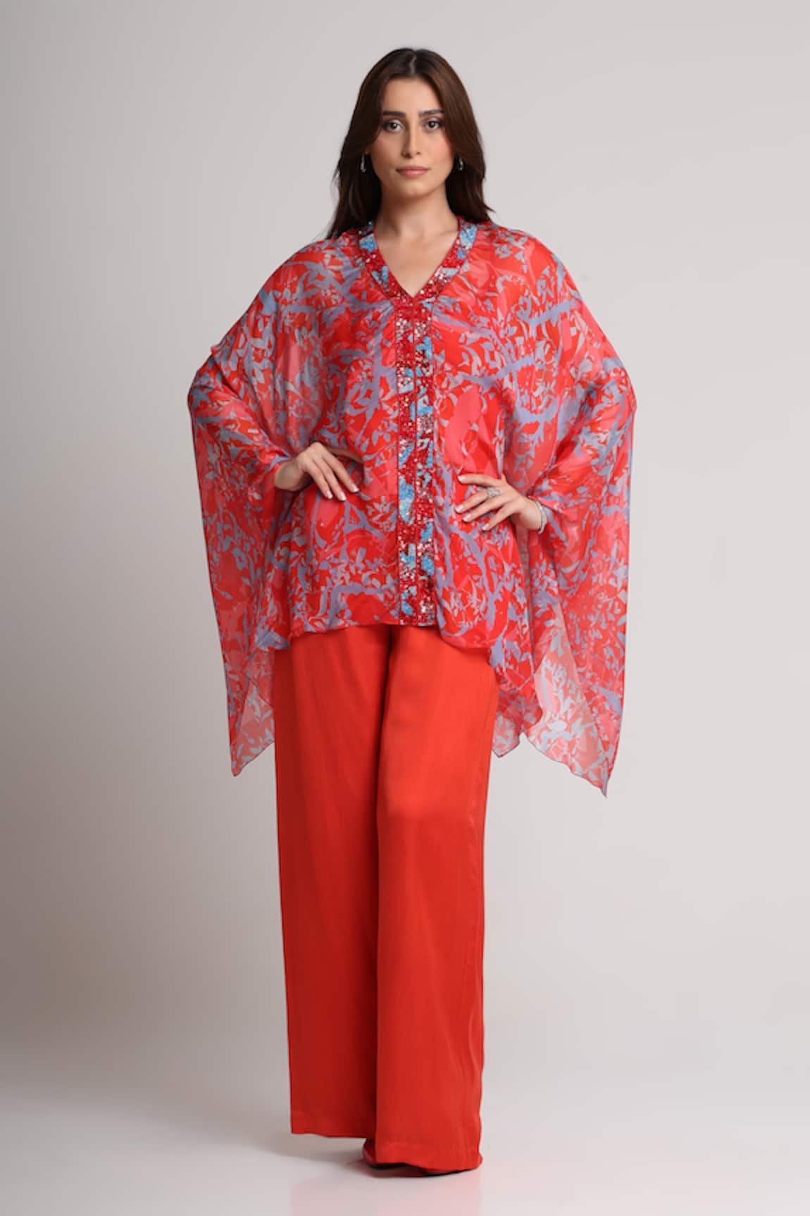 Koswi Floral Print Kaftan & Pant Set