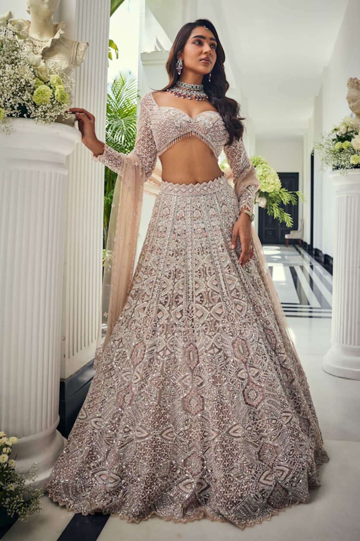 Isa By Dolly Wahal Crystal Embellished Bridal Lehenga Set 