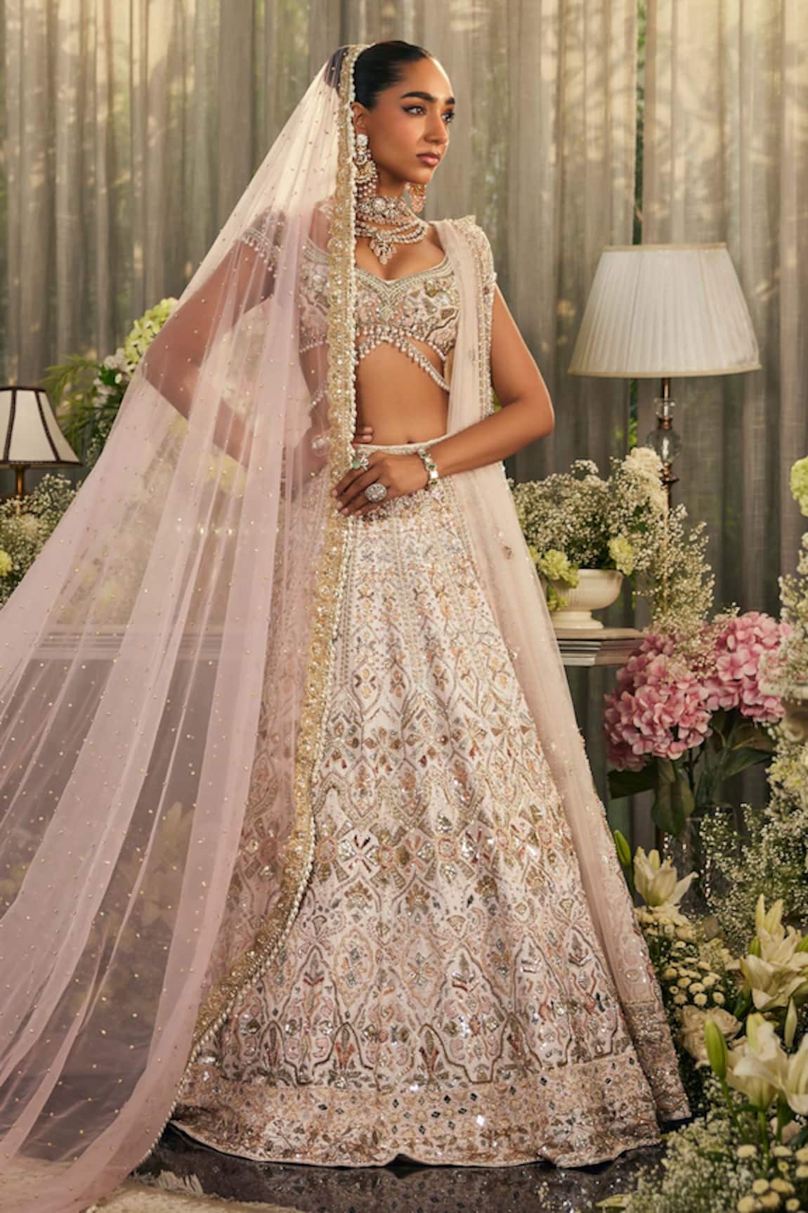 Isa By Dolly Wahal Esme Crystal Embroidered Bridal Lehenga Set 