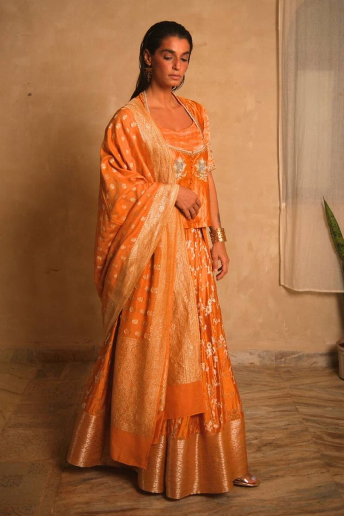 Myoho Brocade Pattern Lehenga Set