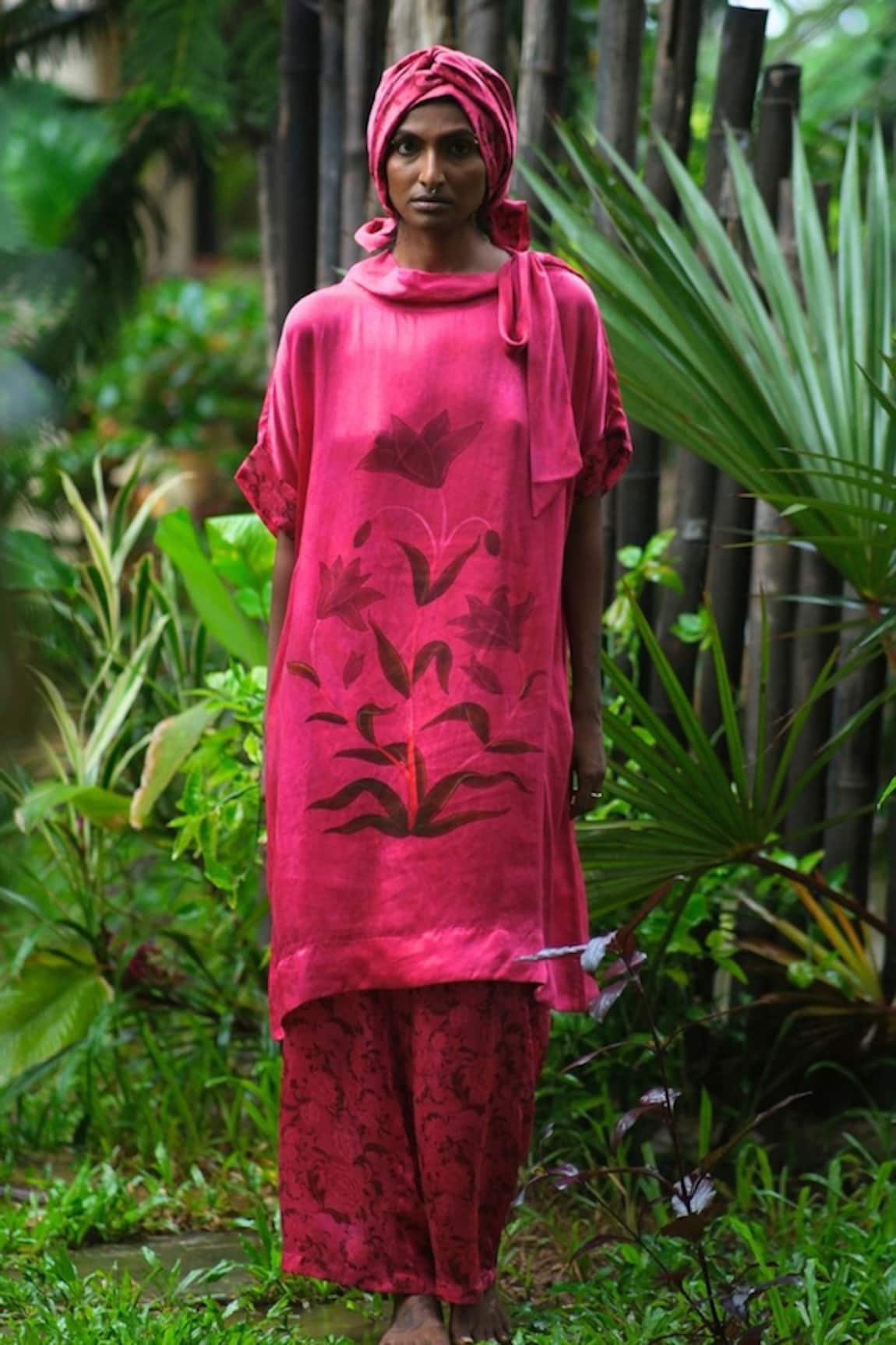 Myoho Plant Print Long Top With Pant