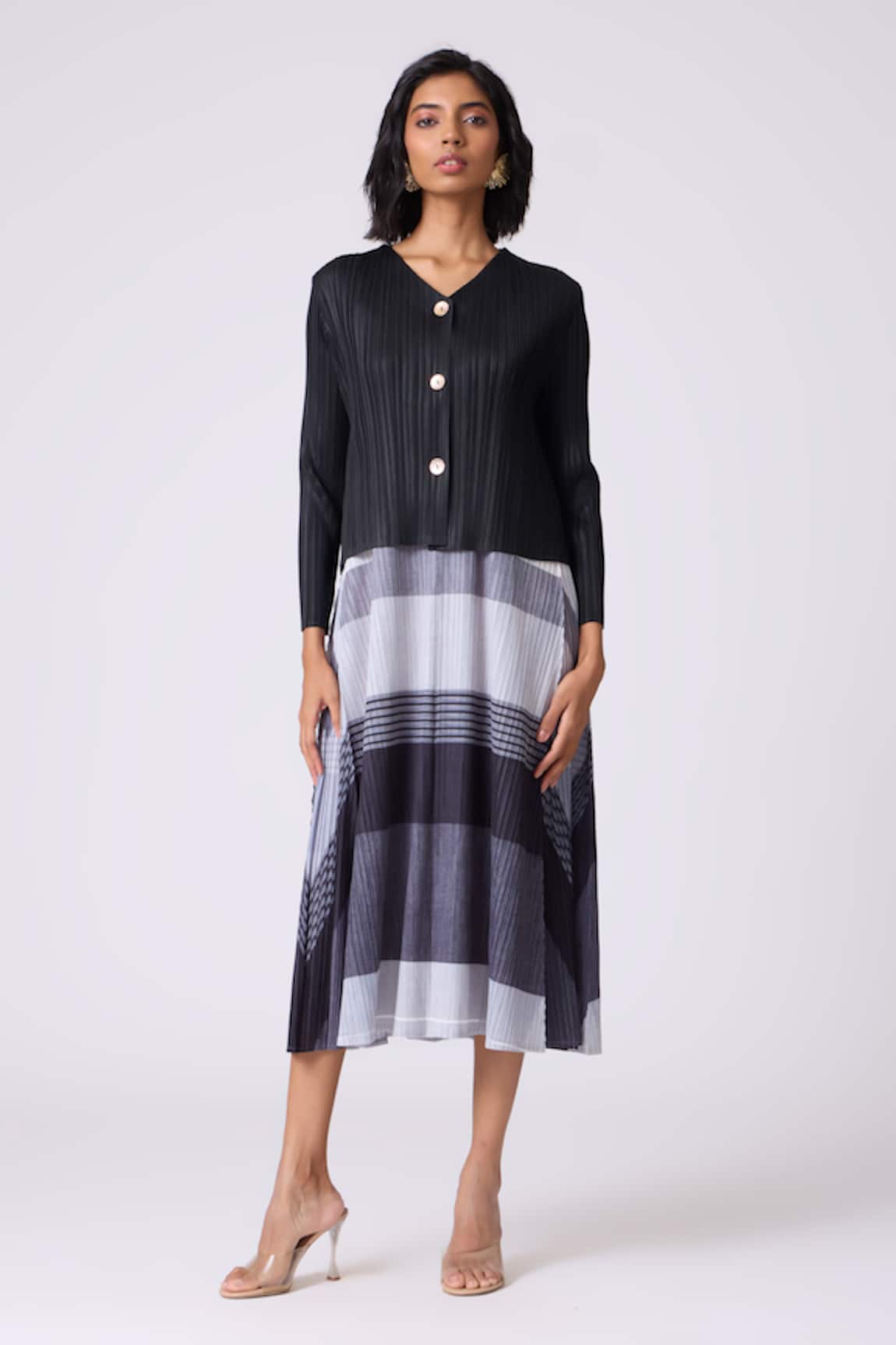 Scarlet Sage Kasey Stripe Pattern Dress With Cardigan 
