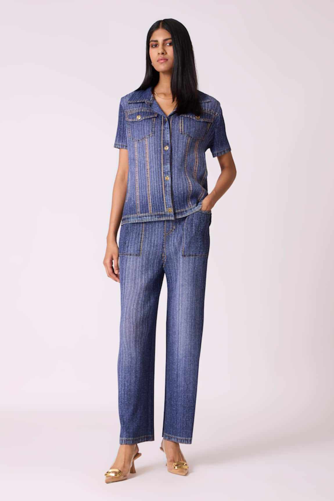 Scarlet Sage Emilia Denim Wash Top With Pant 