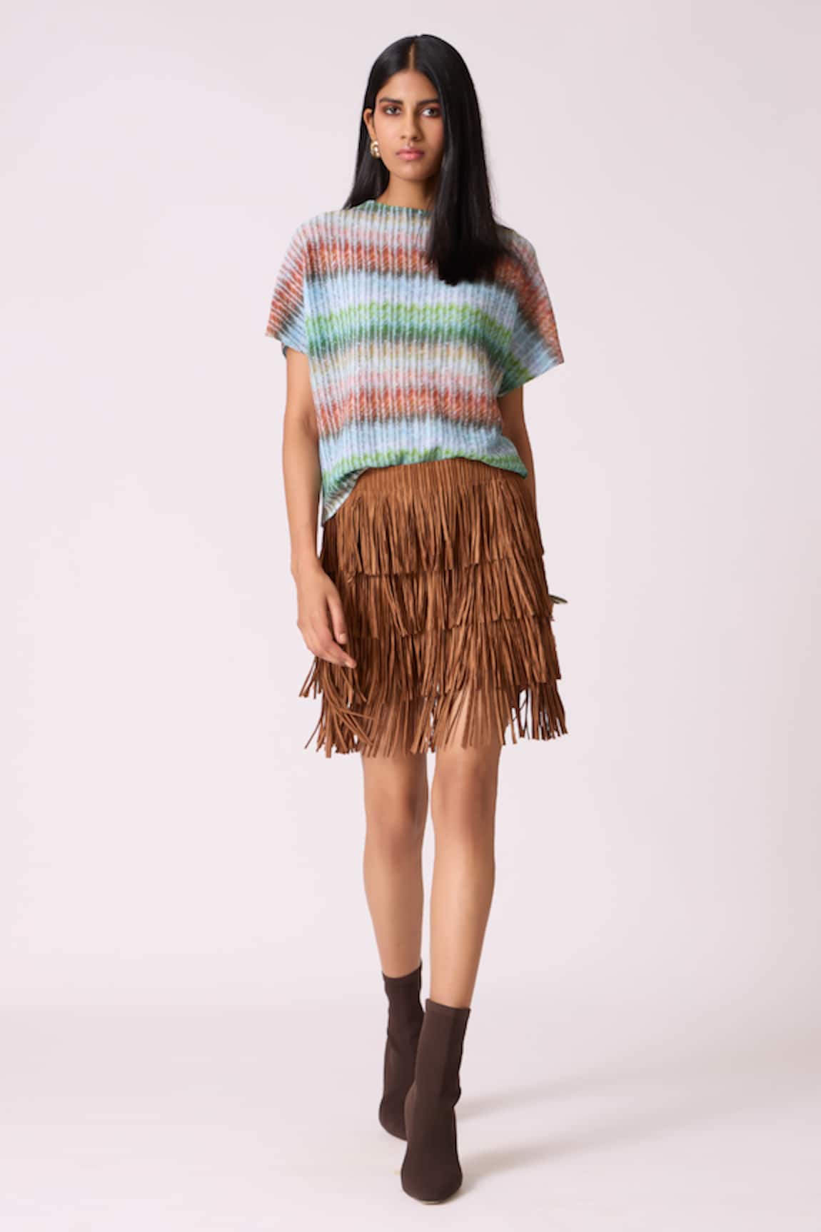 Scarlet Sage Gisa Mini Fringe Skirt 
