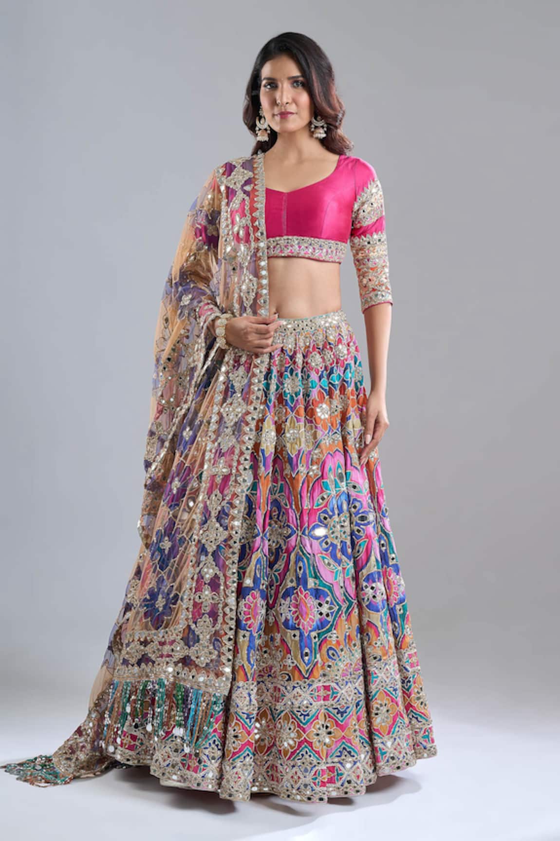 Abhinav Mishra Psychedelic Hues Embroidered Lehenga Set 