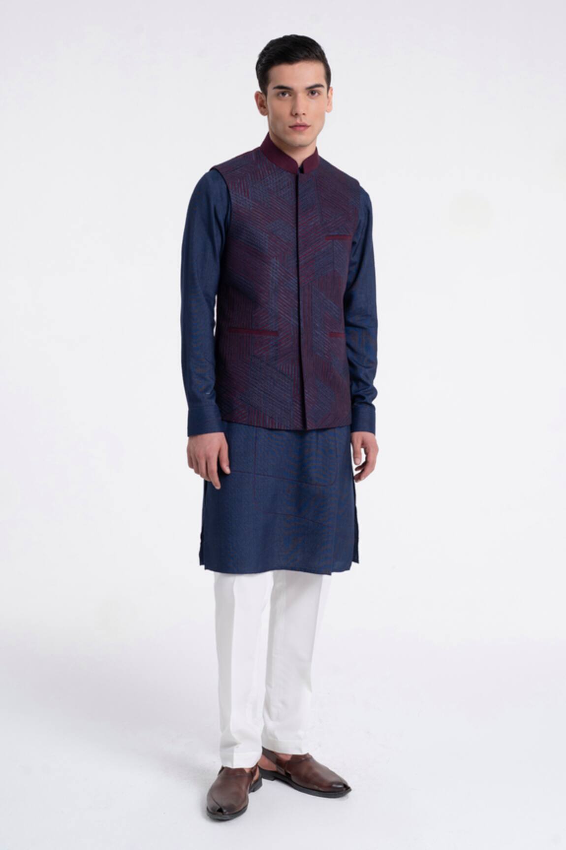 Dhruv Vaish Geometric Lace Jawahar Jacket Set