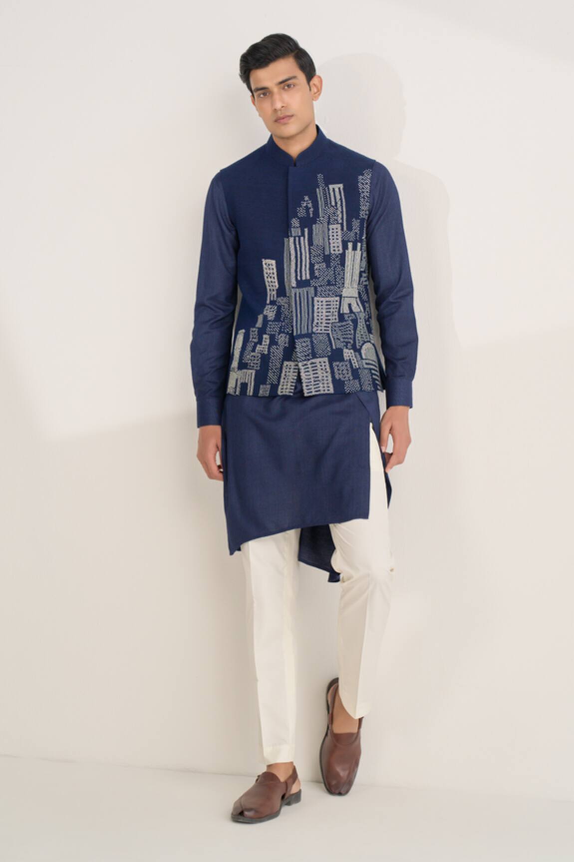 Dhruv Vaish Thread Embroidered Jawahar Jacket Set