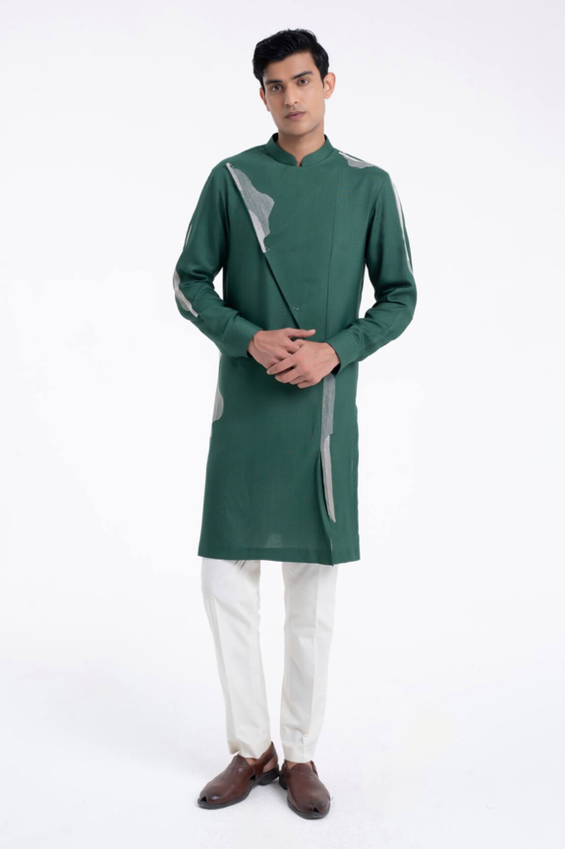 Dhruv Vaish Embroidered Cotton Silk Kurta Set 