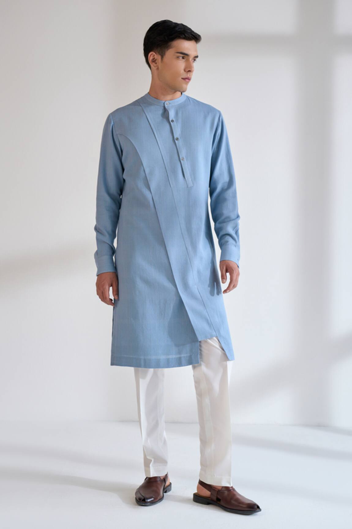 Dhruv Vaish Diagonal Curve Panel Kurta Set 