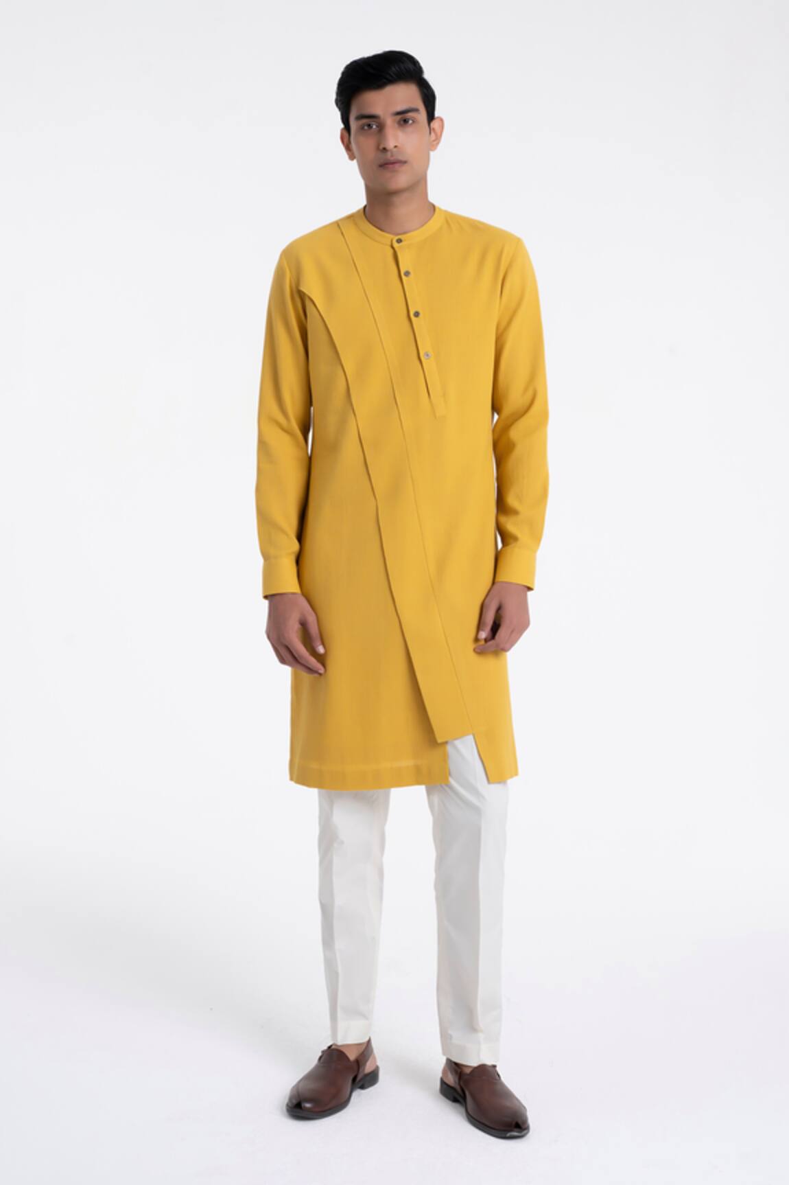 Dhruv Vaish Diagonal Curve Panel Kurta Set 