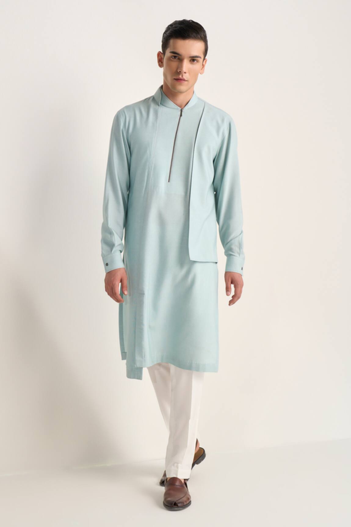 Dhruv Vaish Zipper Layered Kurta Set 