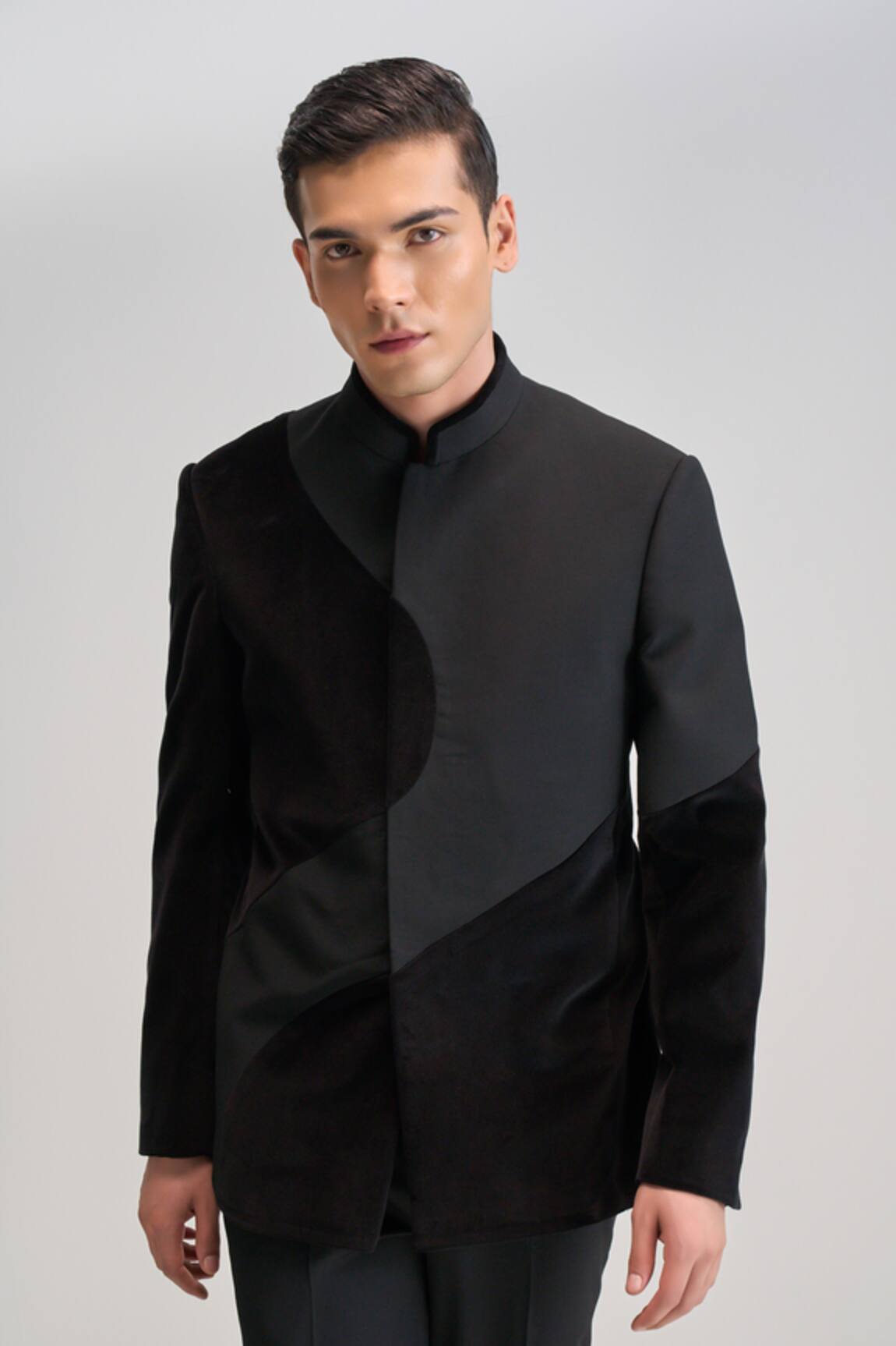 Dhruv Vaish Curve Cut Velvet Bandhgala 