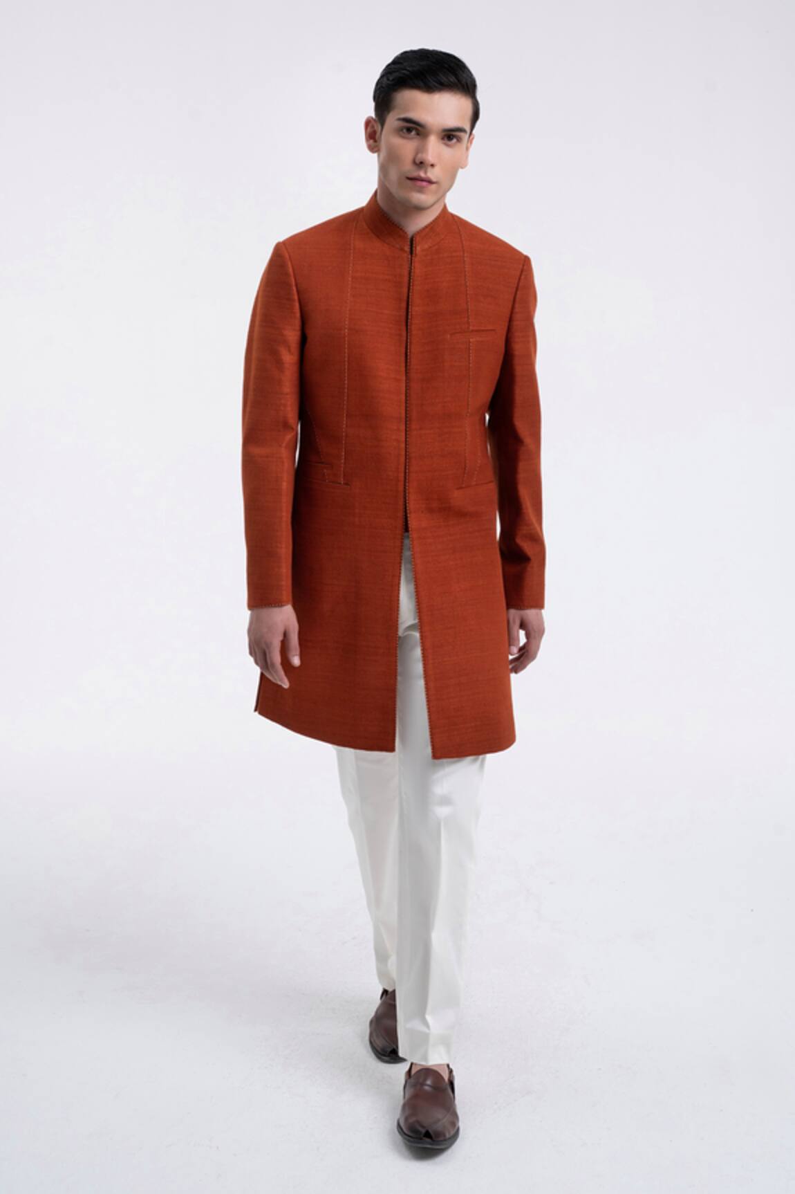 Dhruv Vaish Thread Detail Panel Sherwani Set 