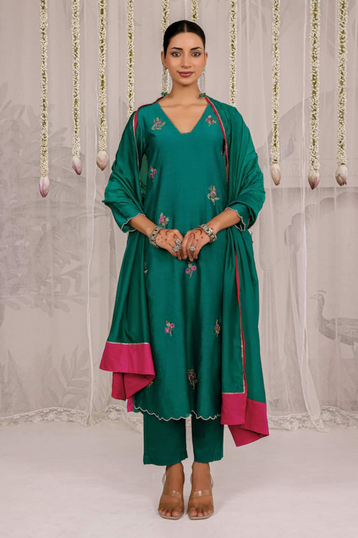 Myaara Chanderi Embroidered Kurta Set