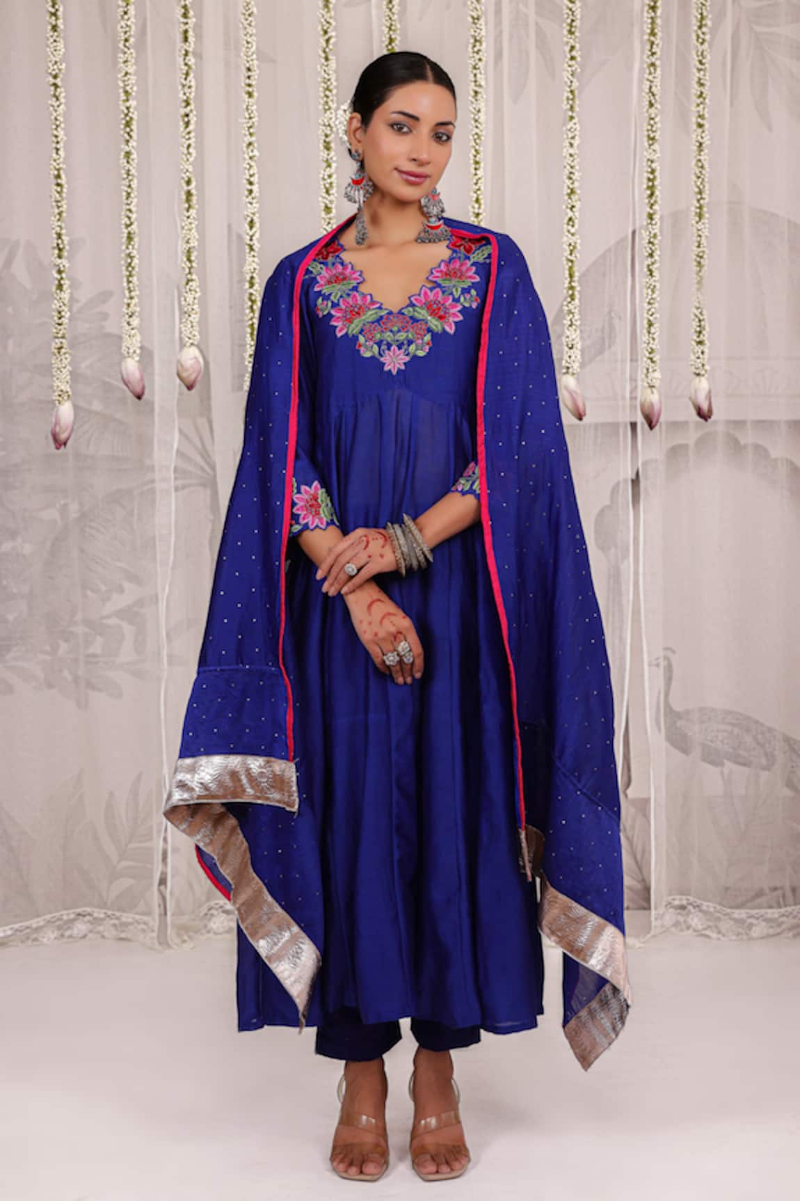 Myaara Chanderi Anarkali Pant Set