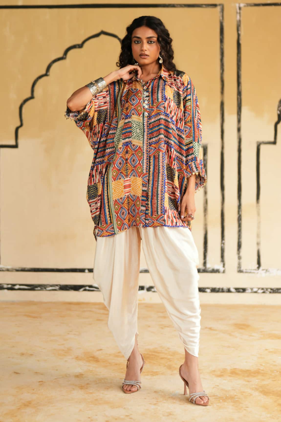 Rainas Jodhpur Sands Printed Top & Dhoti Pant Set