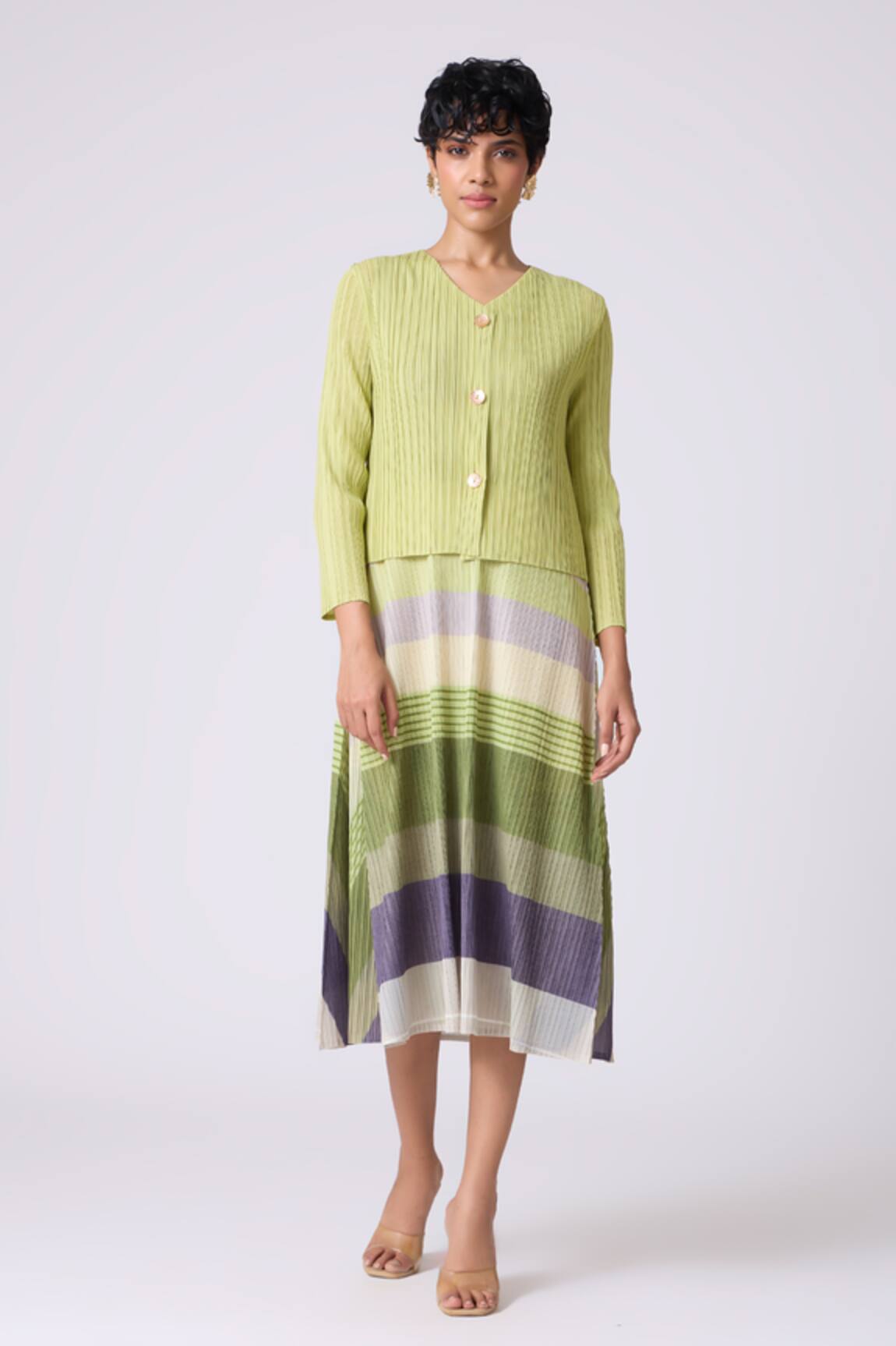 Scarlet Sage Kasey Stripe Pattern Dress With Cardigan 