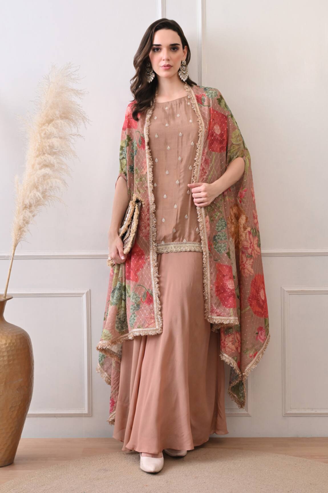 Peenacolada Floral Pattern Cape & Skirt Set 