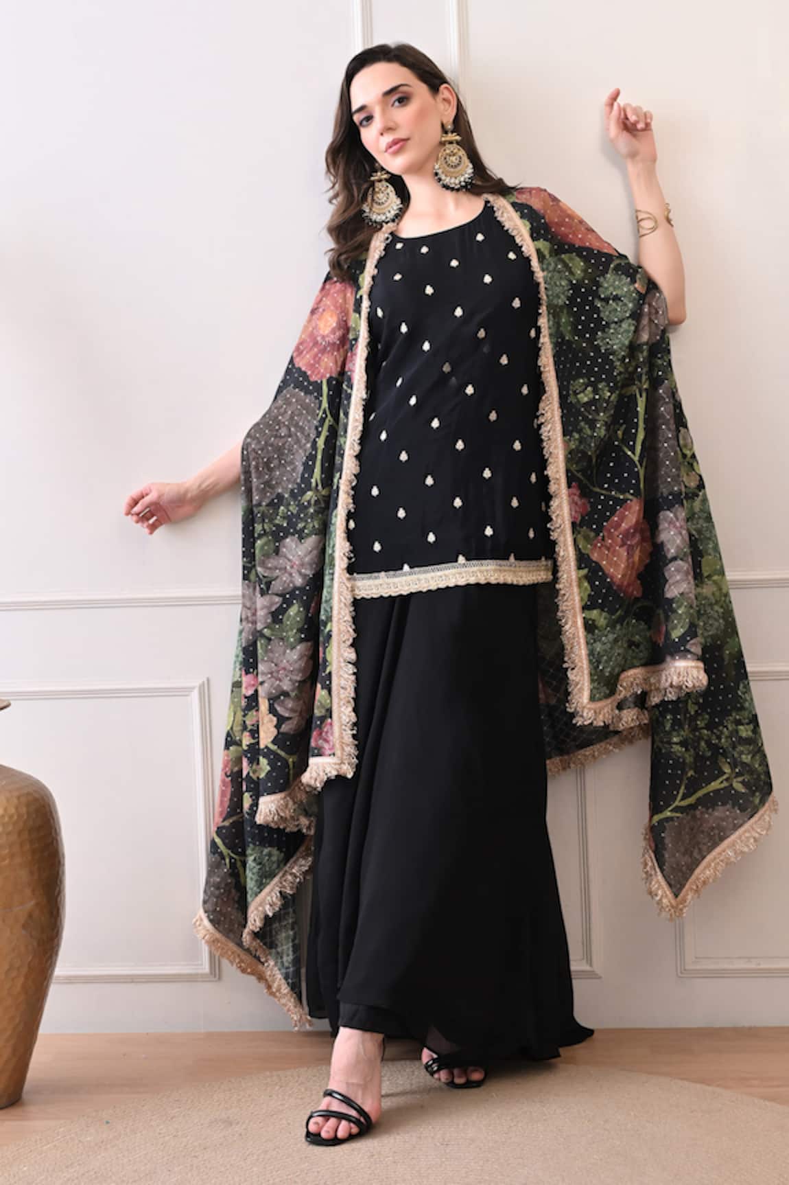 Peenacolada Floral Pattern Cape & Skirt Set 