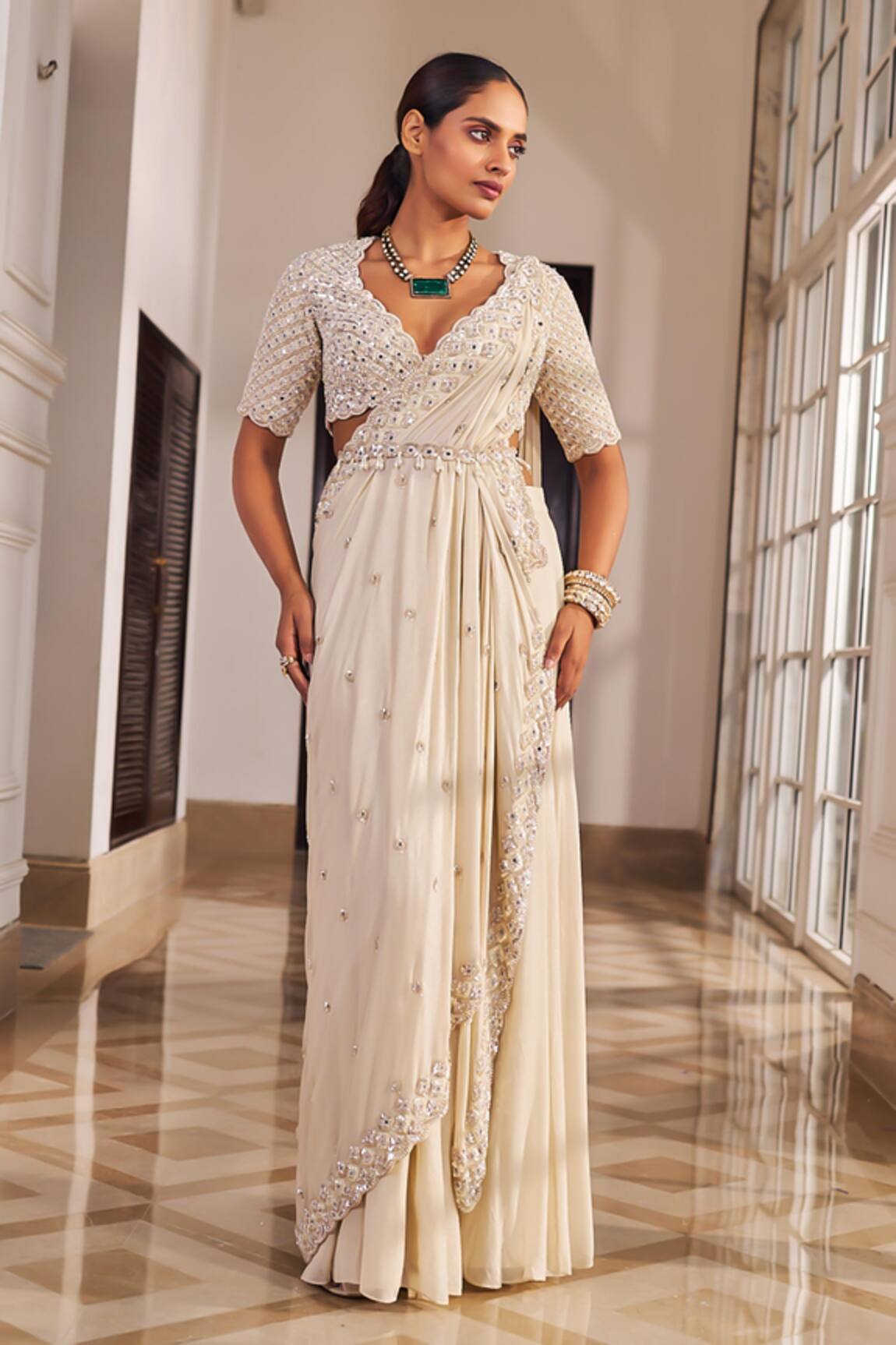 Nidhika Shekhar Masarrat Embroidered Saree Set 