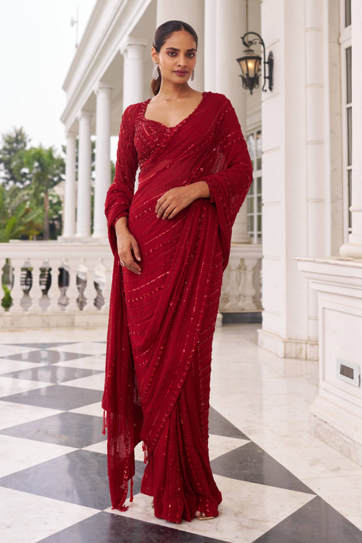 Nidhika Shekhar Khushi E Laal Pre-Draped Saree & Blouse Set 