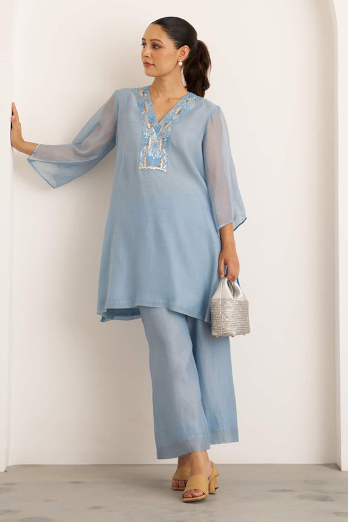 Vaaya Mul Chanderi Kurta With Pant 