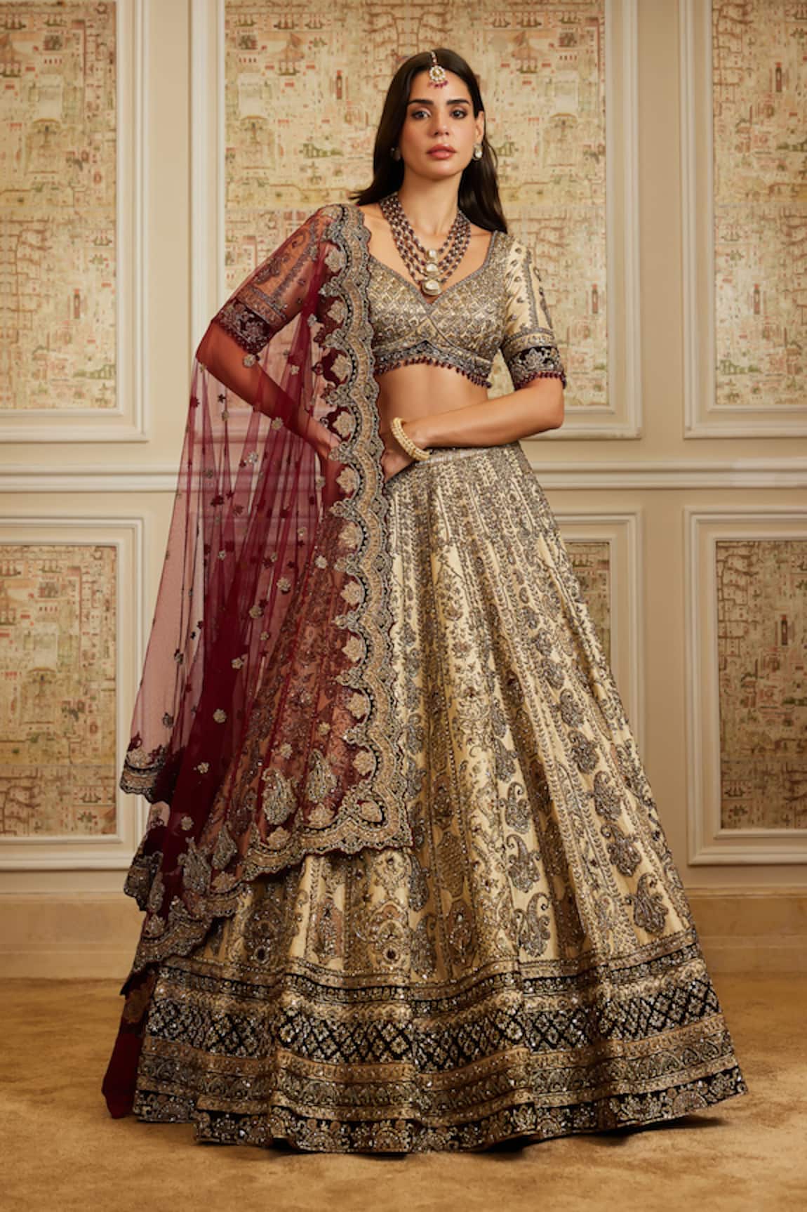 Roqa Mahran Gold Bridal Lehenga Set 