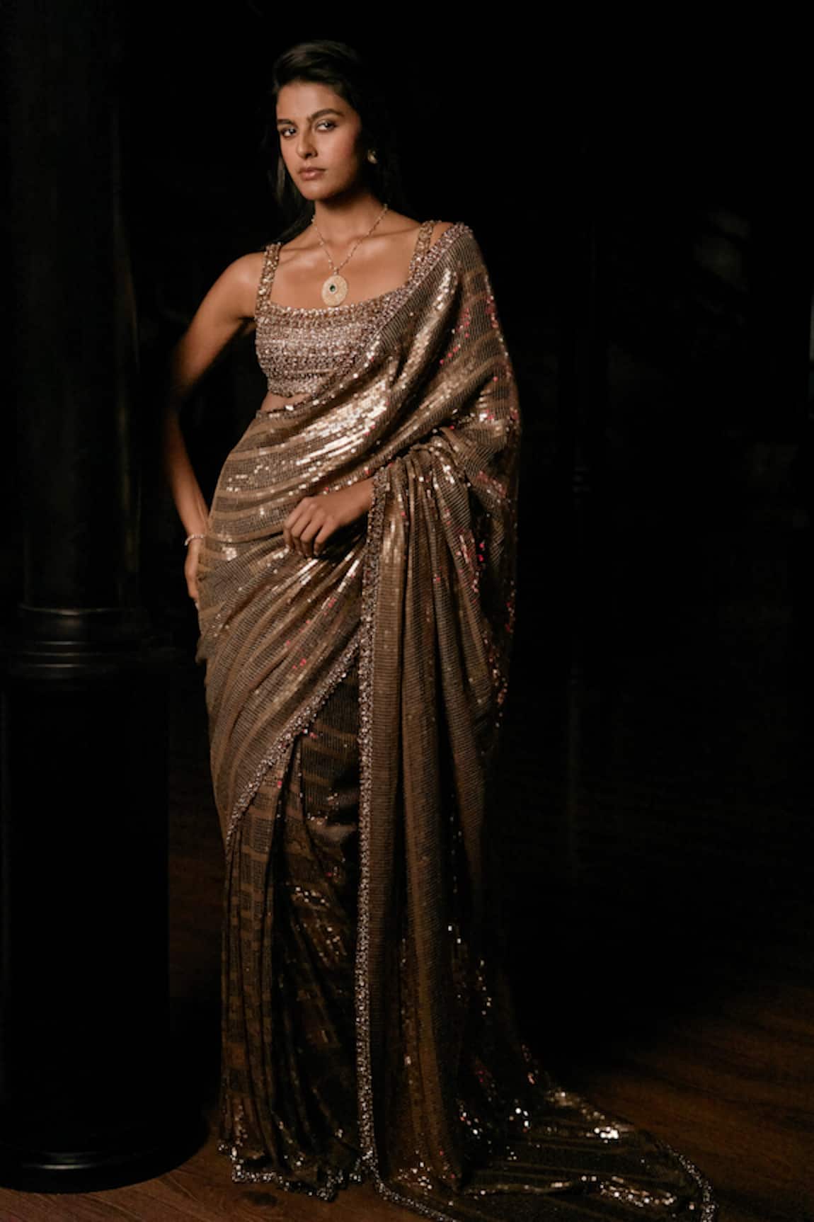 Seema Gujral Sequin Work Georgette Saree With Blouse