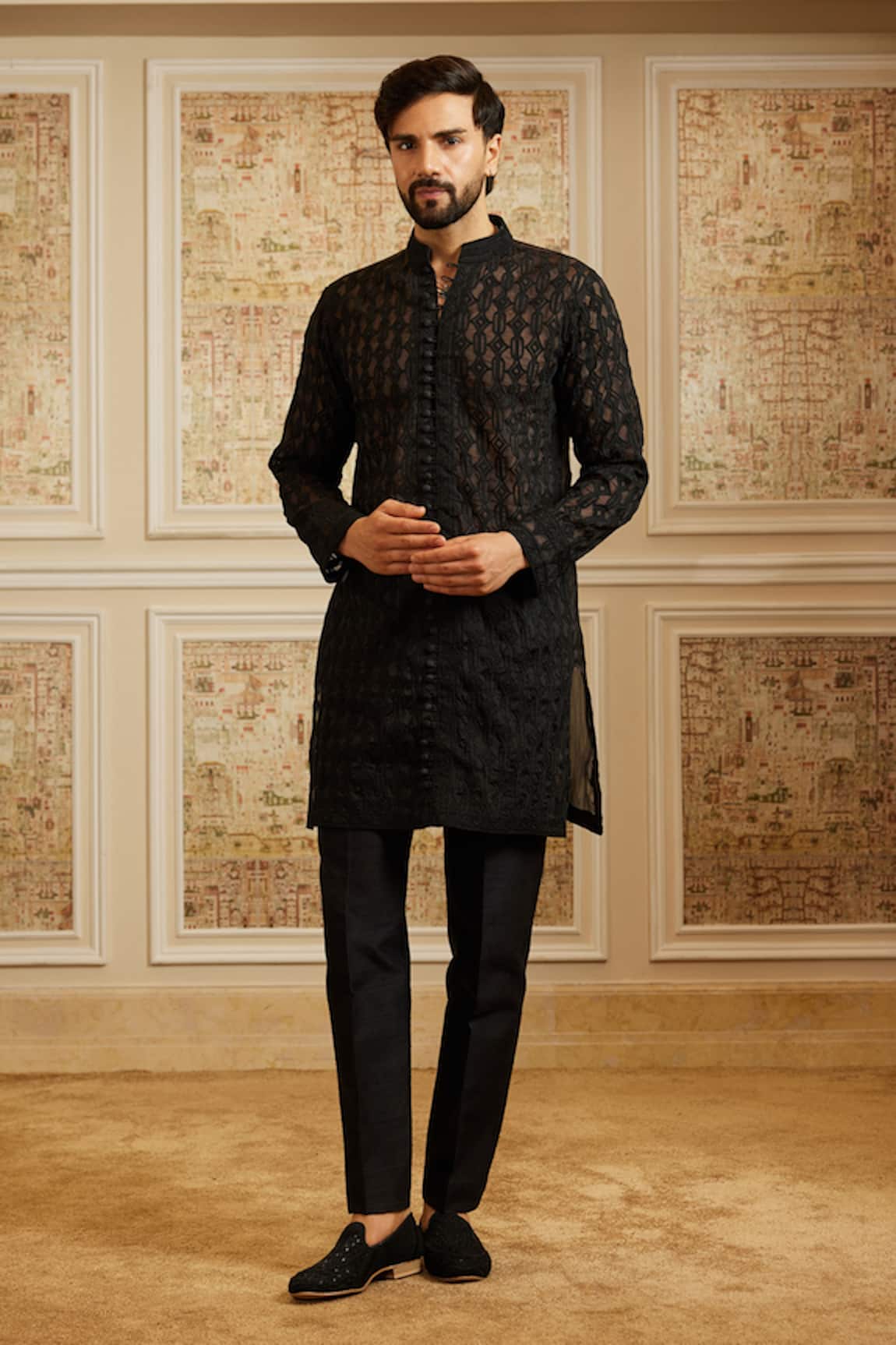 Roqa Rahi Sheer Embroidered Kurta Set 