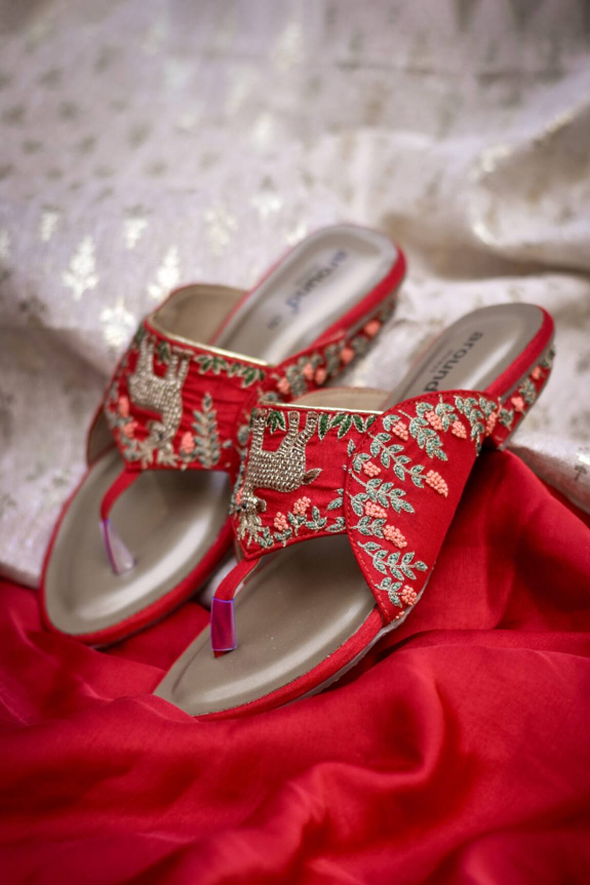 Around Always Mrig Zardozi Deer Motif Kolhapuri Flats 