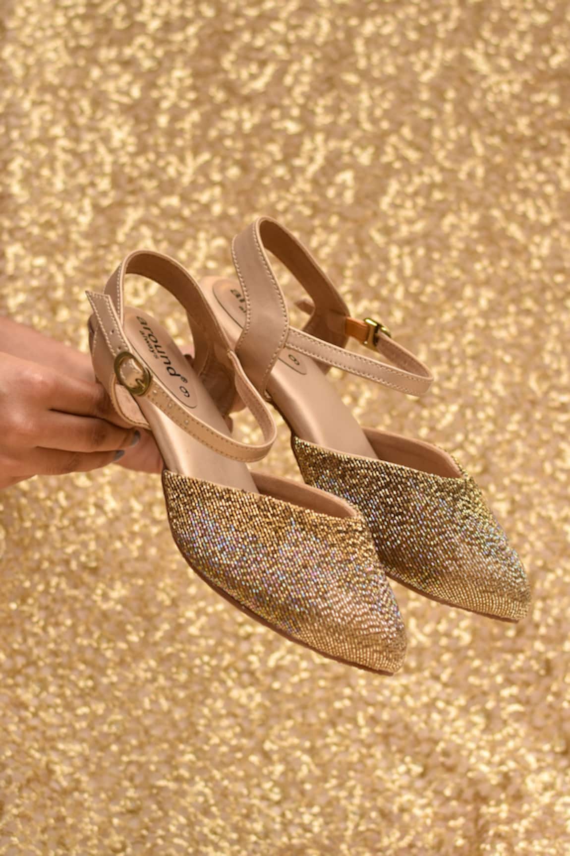 Around Always Ombre Beadwork Stiletto Mule Heels 