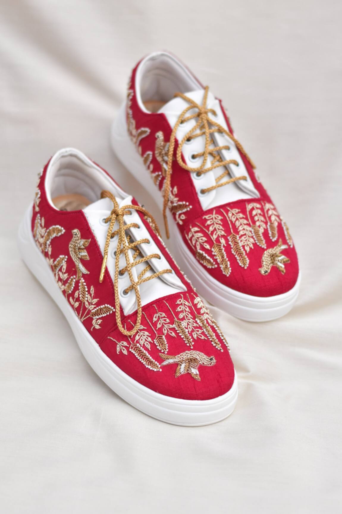 Around Always Panchhi Zardosi Bird Motif Embroidered Sneakers 