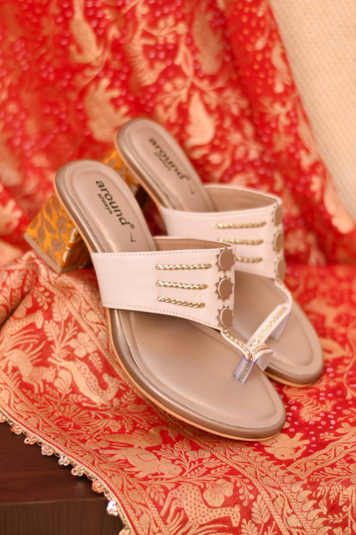 Around Always Pragya Kolhapuri Inspired Brocade Block Heels 