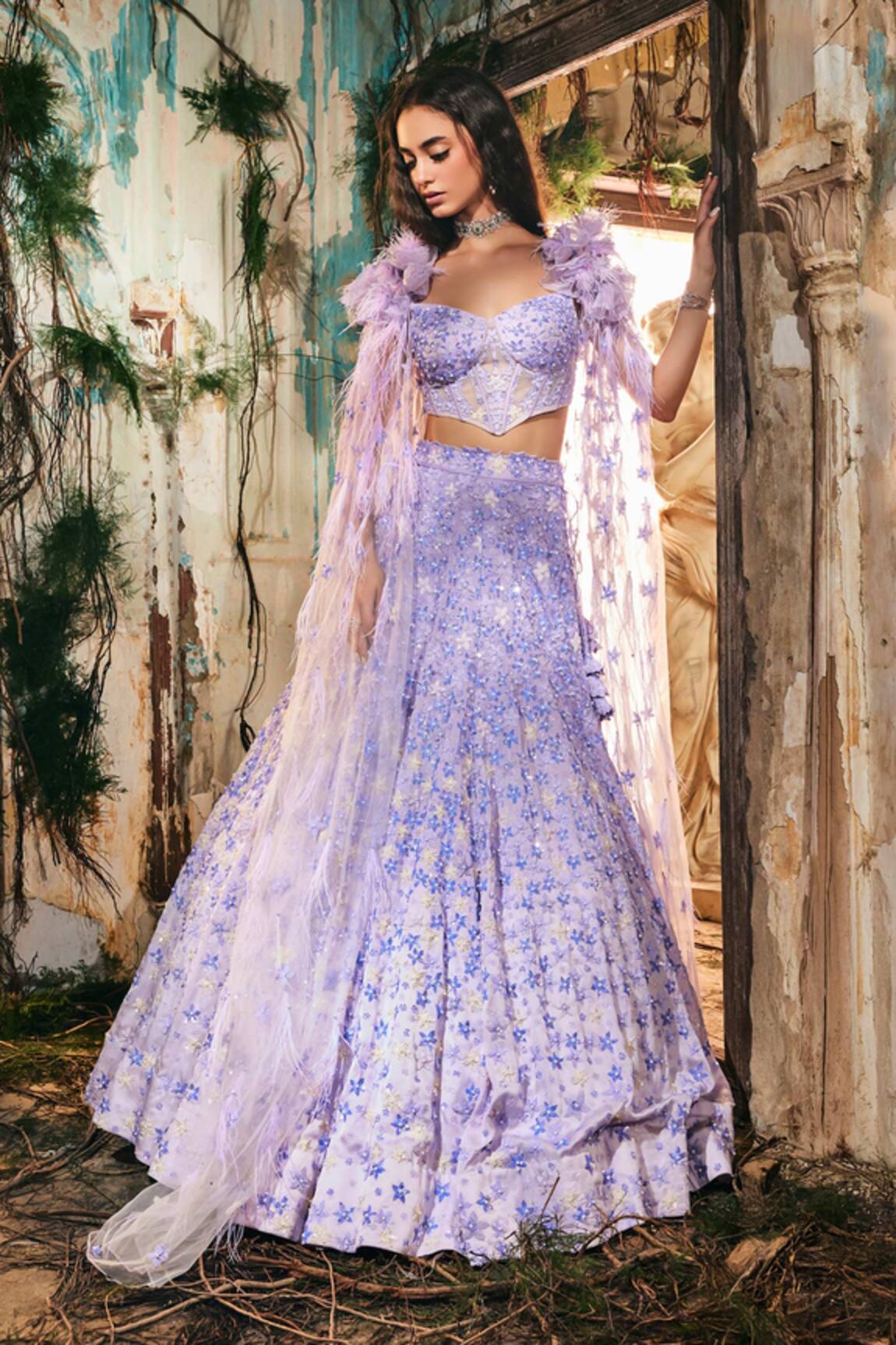 Varun Chakkilam Amethyst Bloom Embroidered Lehenga Set 