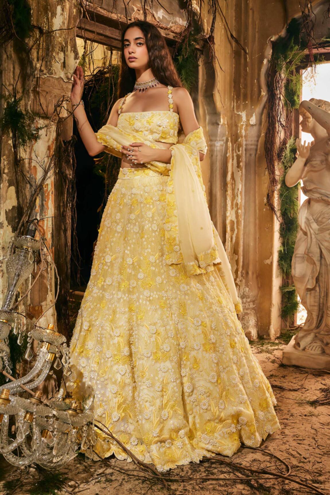 Varun Chakkilam Daisy Dew Embroidered Lehenga Set 