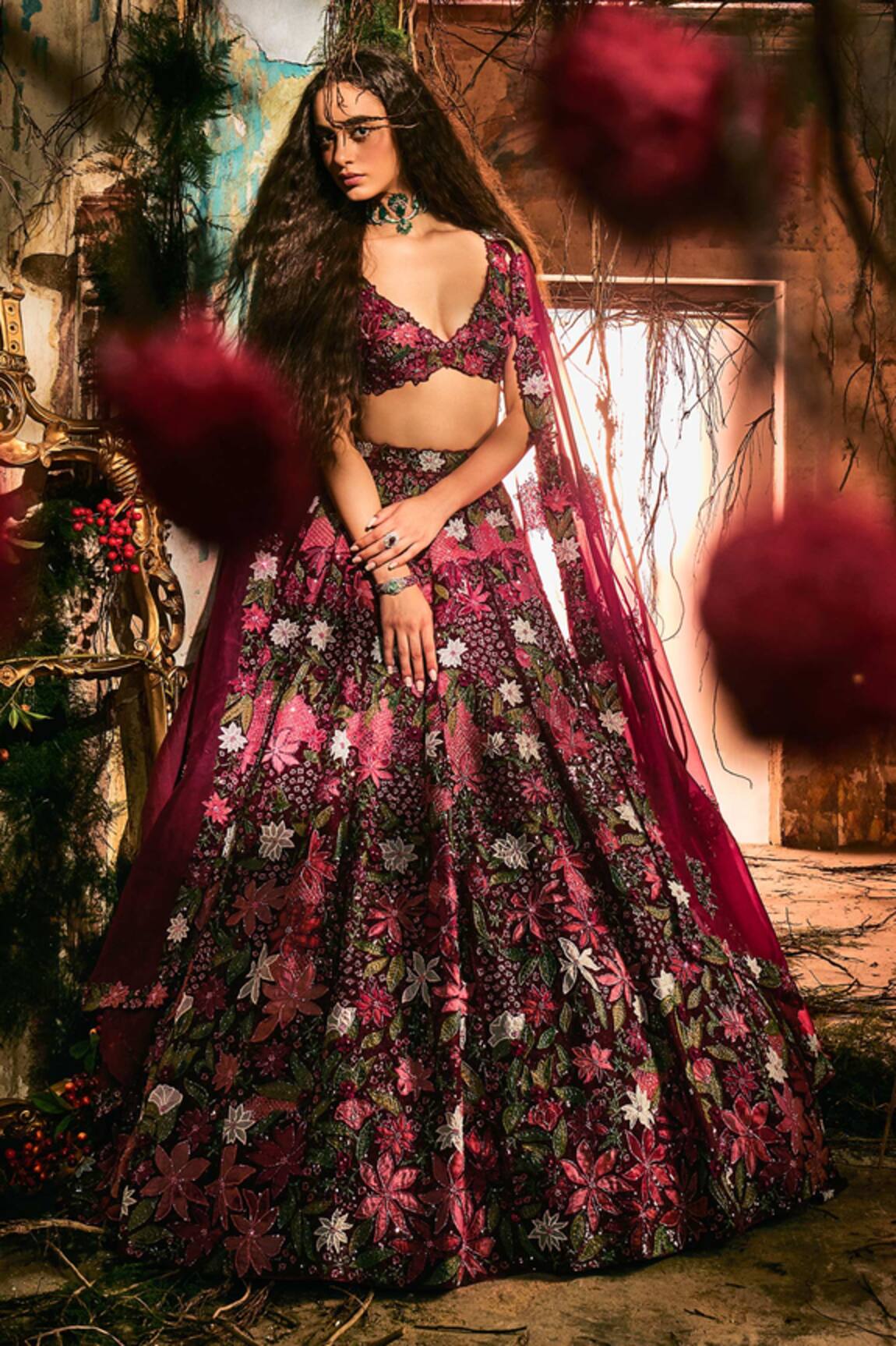 Varun Chakkilam Mystic Florals Lehenga Set 