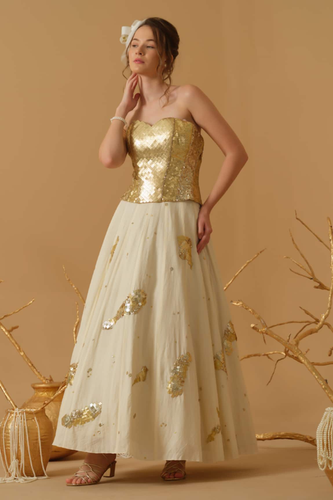 Abstract By Megha Jain Madaan Embellished Corset With Skirt 