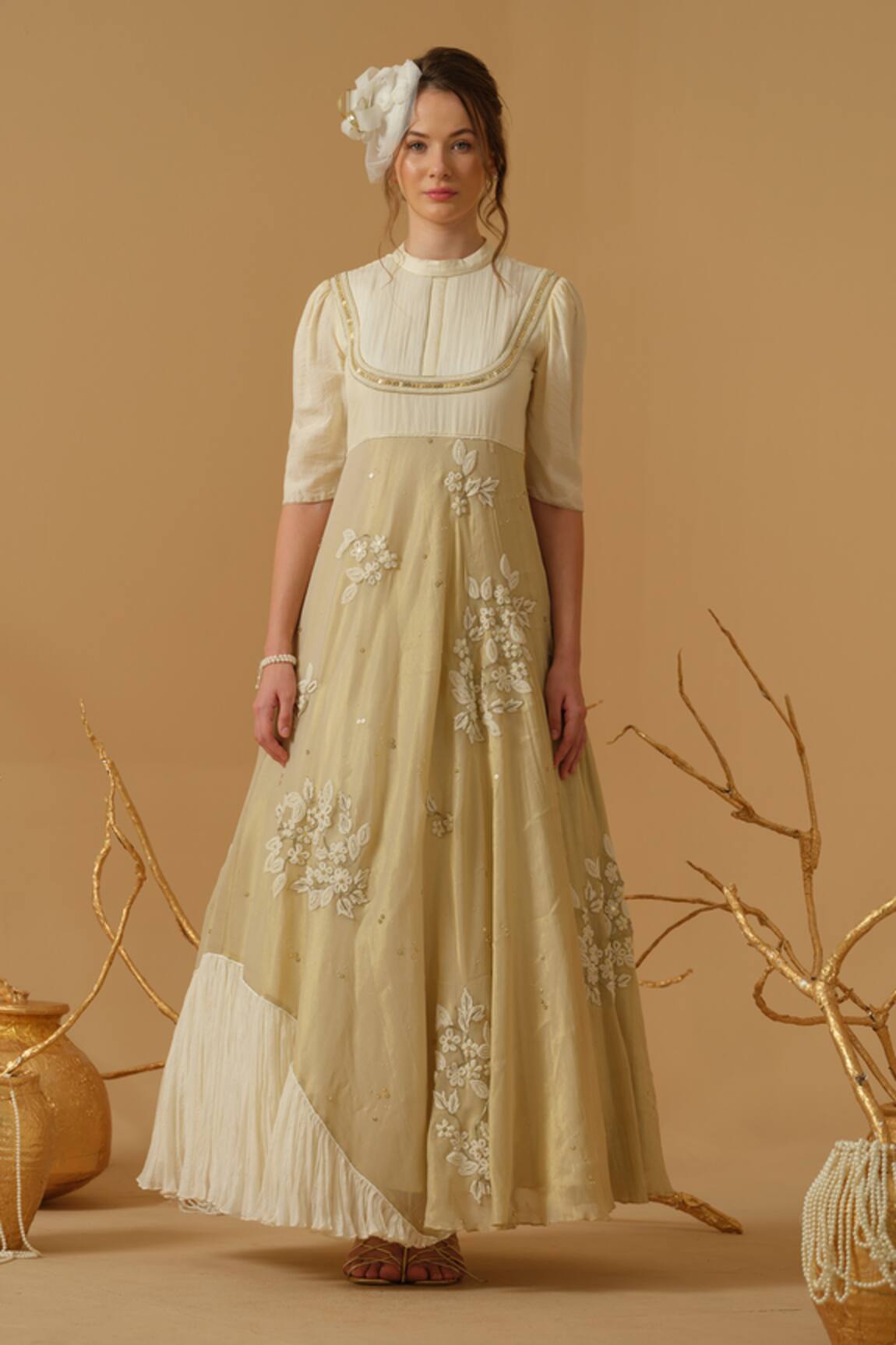 Abstract By Megha Jain Madaan Floral Embroidered Dress 