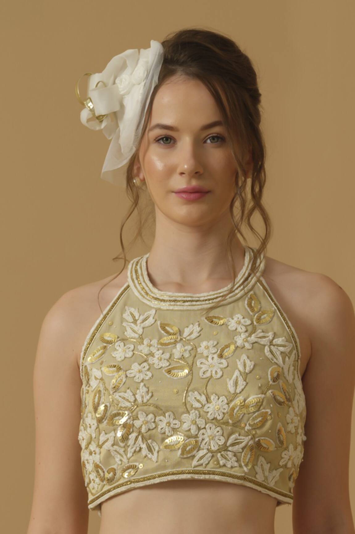 Abstract By Megha Jain Madaan Embroidered Halter Top 