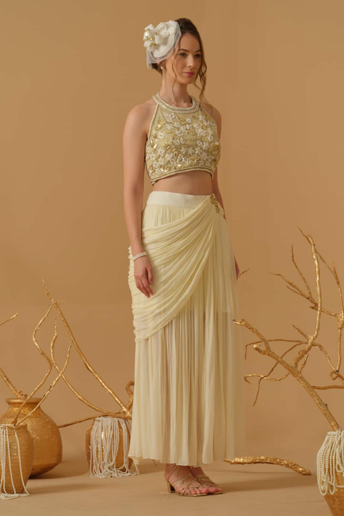 Abstract By Megha Jain Madaan Accordion Draped Skirt 