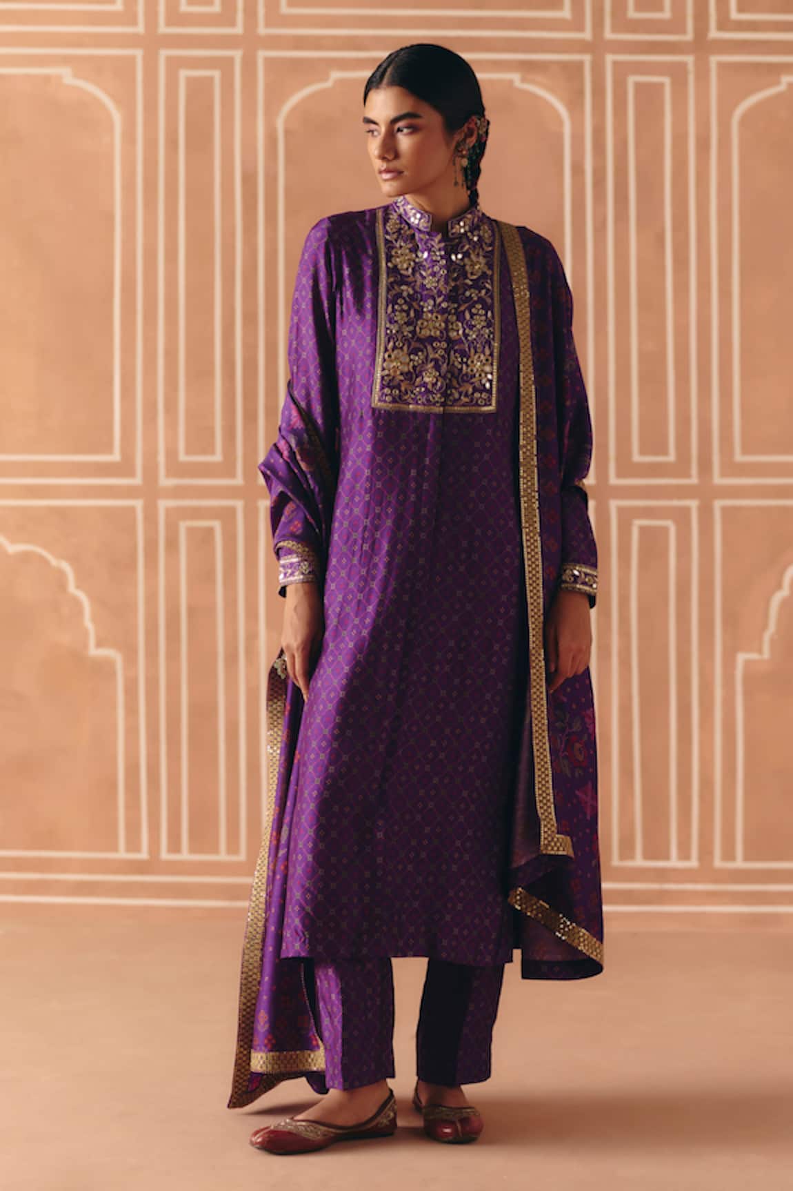 Drishti & Zahabia Cross Stitch Print Kurta Set 