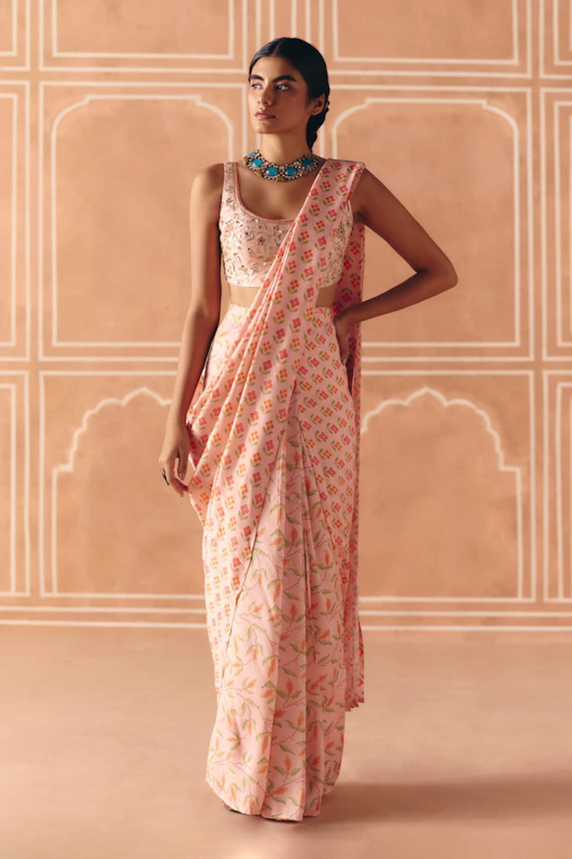 Drishti & Zahabia Cross Stitch Print Tunic Sharara Set 