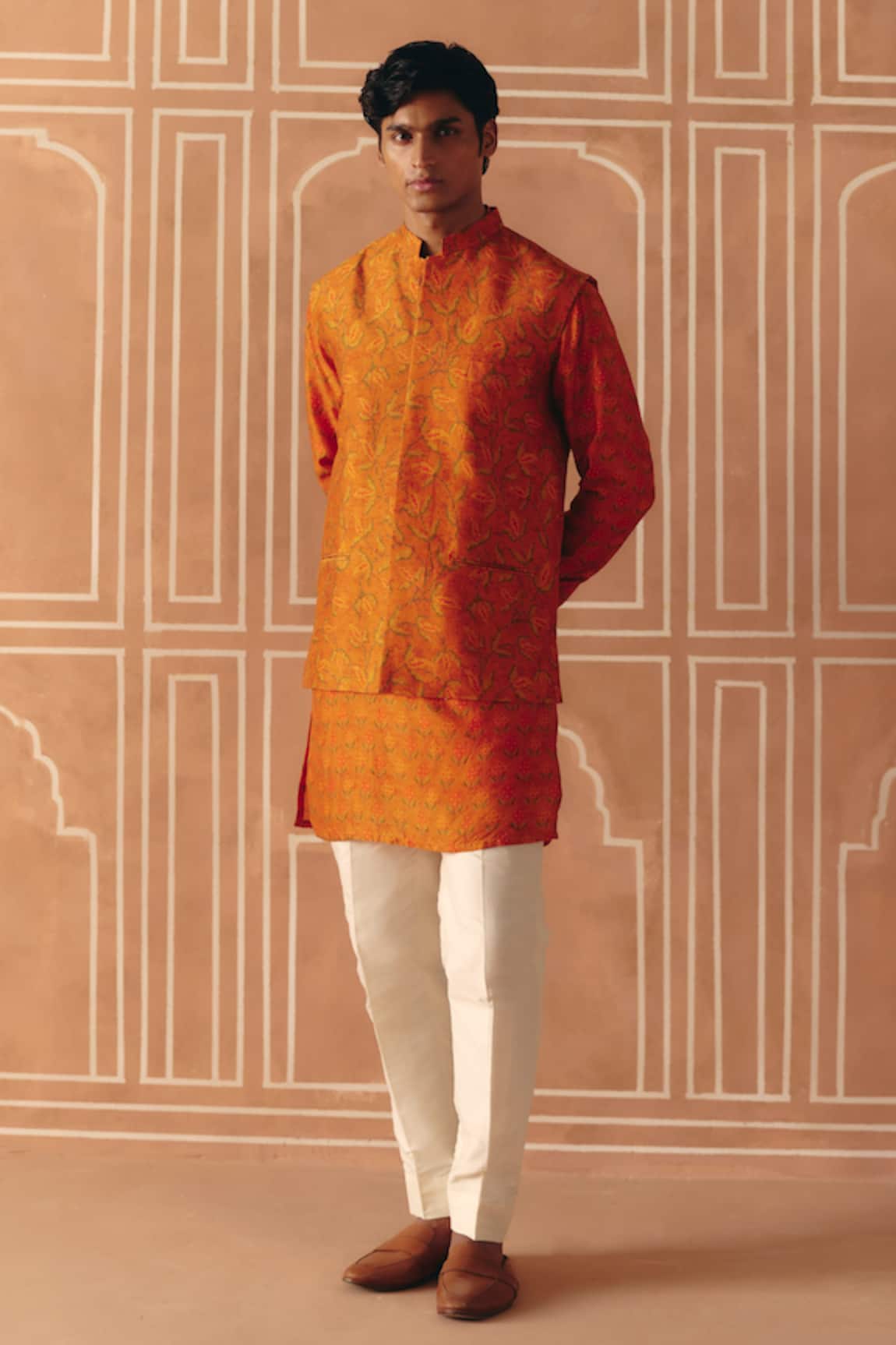 Drishti & Zahabia Cross Stitch Print Bundi & Kurta Set 
