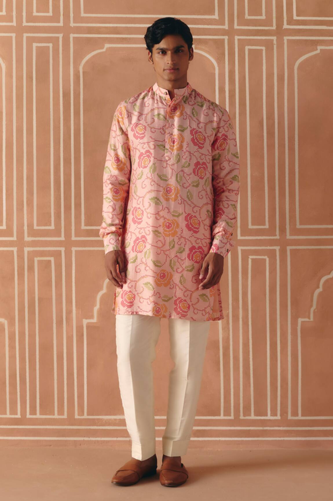 Drishti & Zahabia Floral Cross Stitch Print Kurta Set 