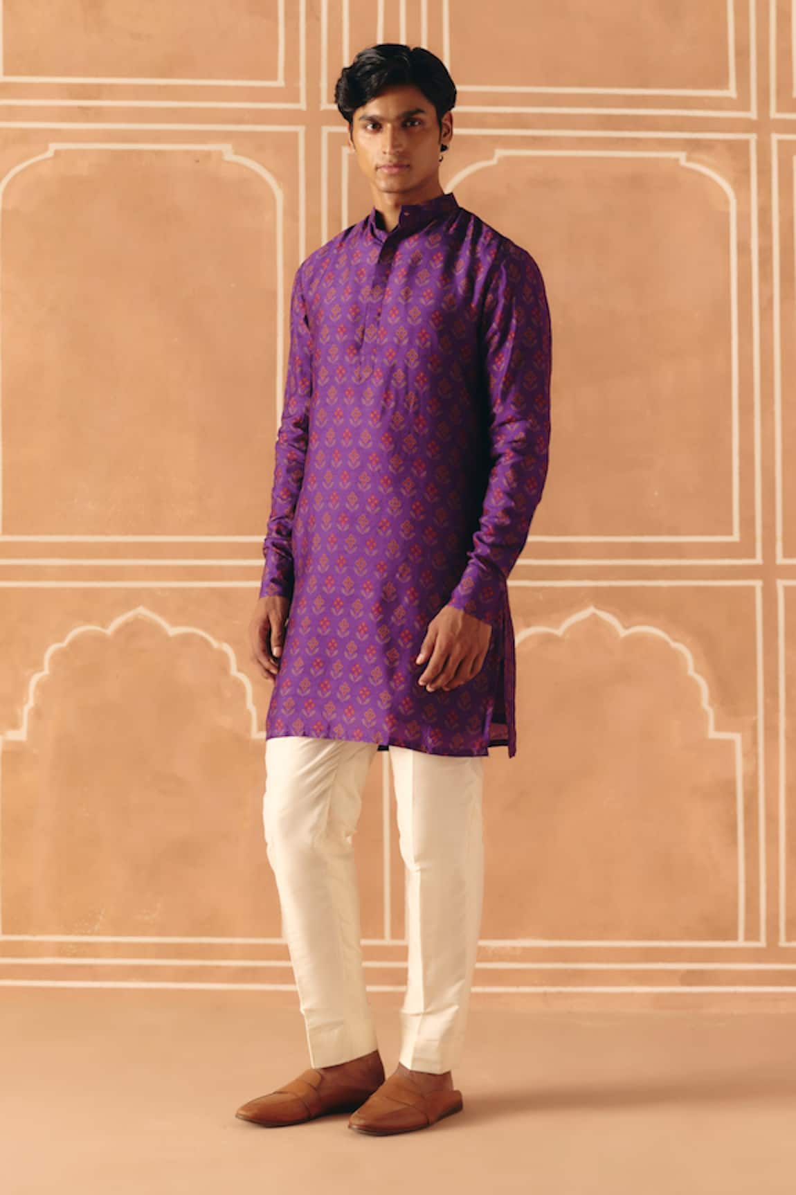 Drishti & Zahabia Floral Cross Stitch Print Kurta Pant Set 