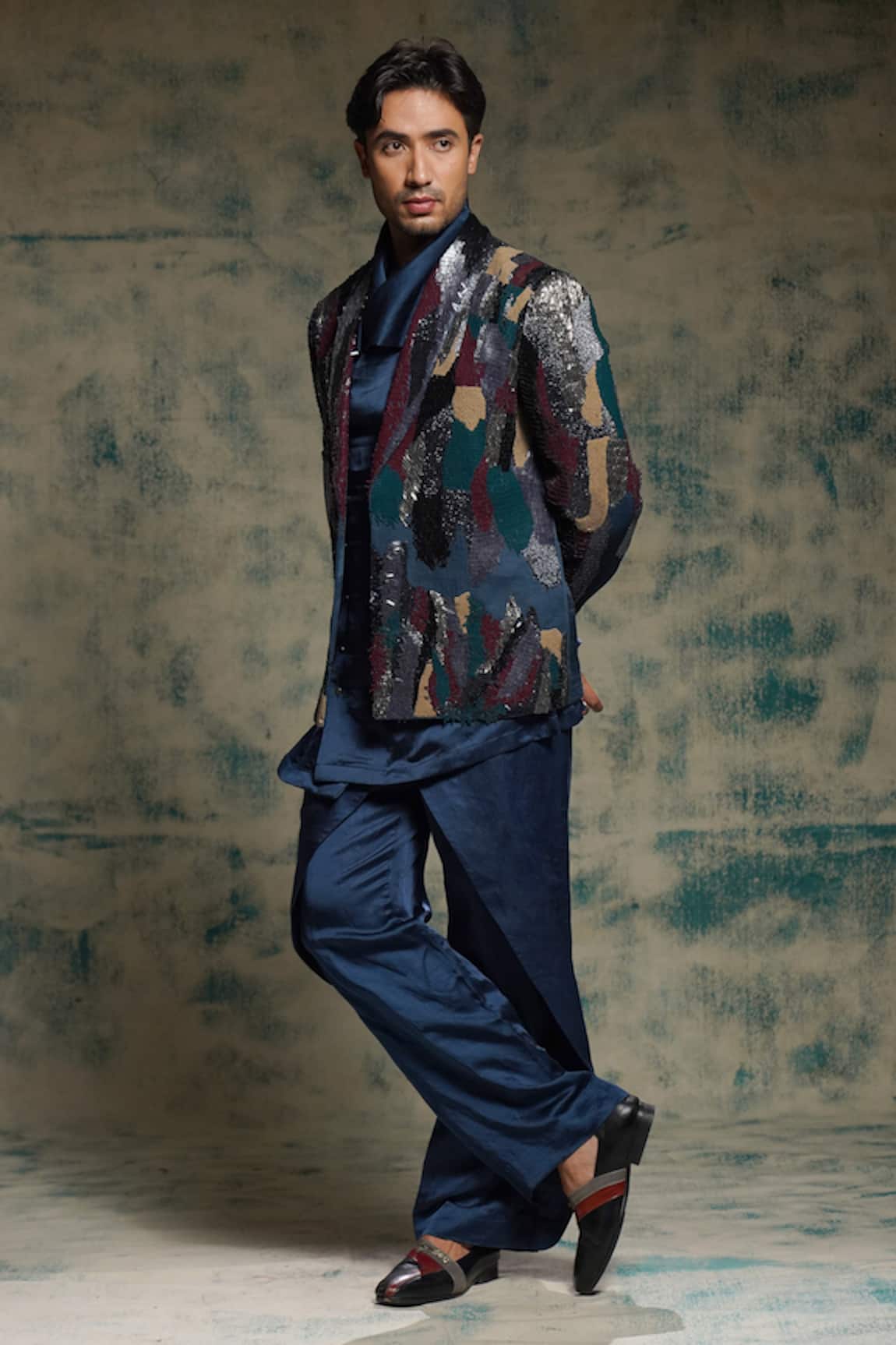 Jatin Malik Sequin Embroidered Jacket & Trouser Set 