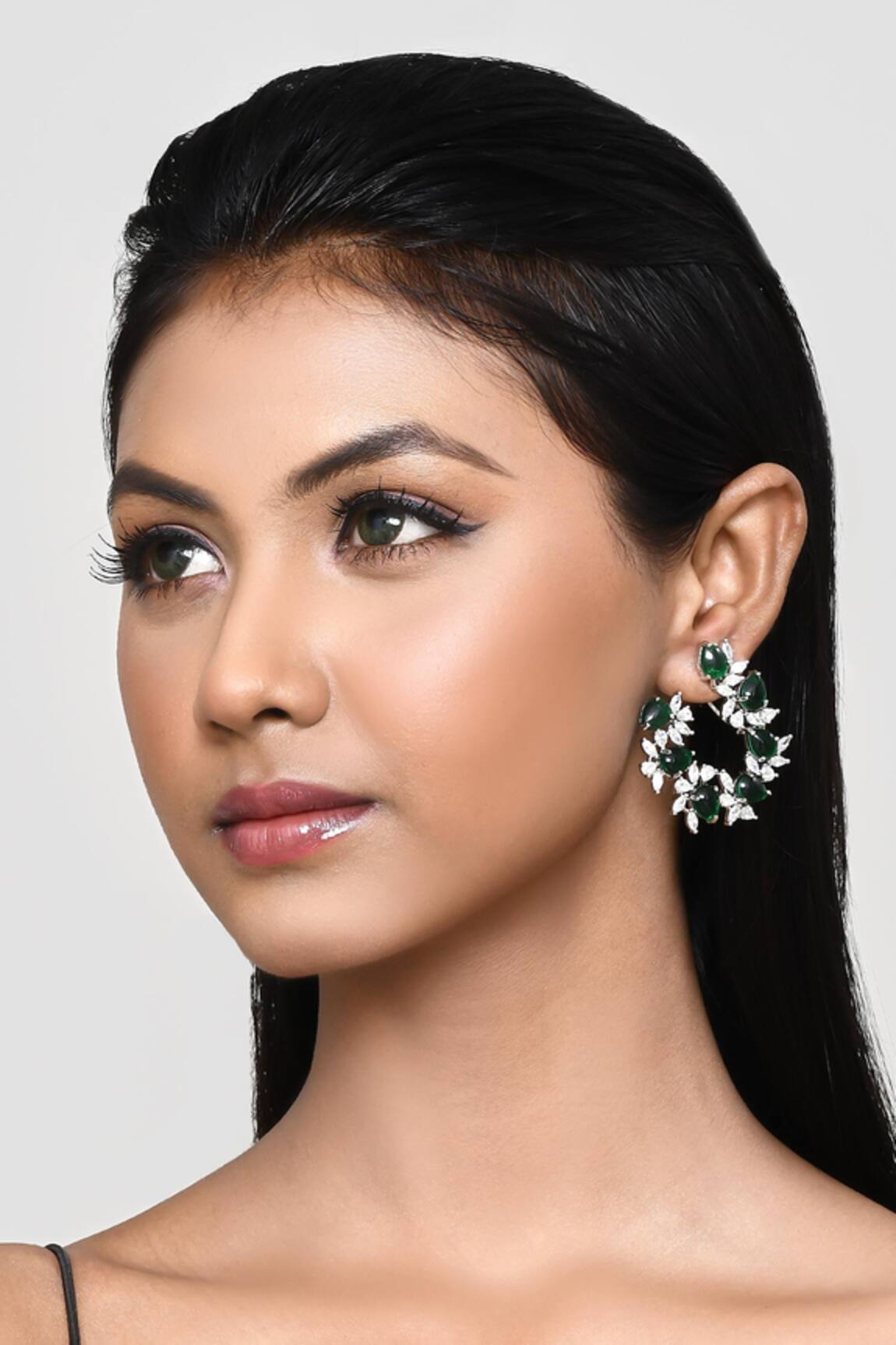 Our Purple Studio Pear Cut Stone & Cubic Zirconia Stud Earrings 