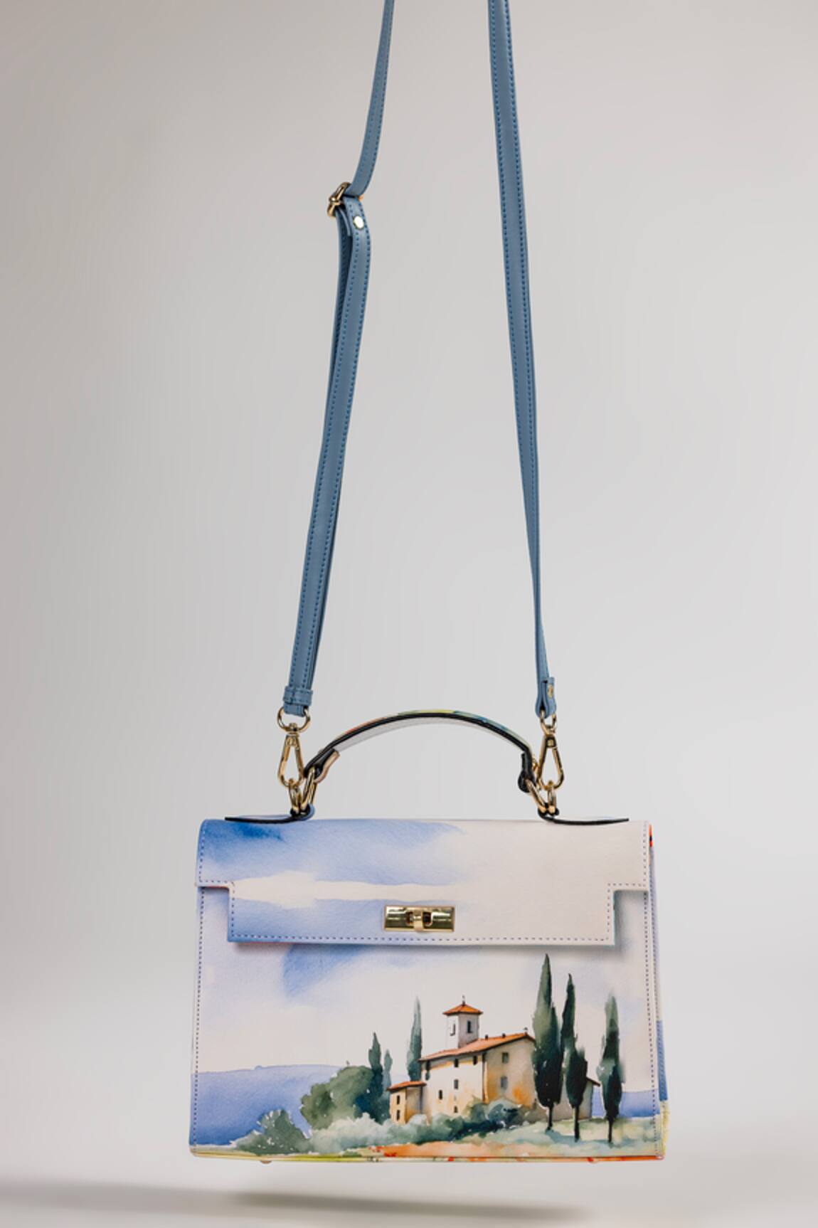 The Garnish Company Vinci Chateau Print Leather Tote Bag with Sling