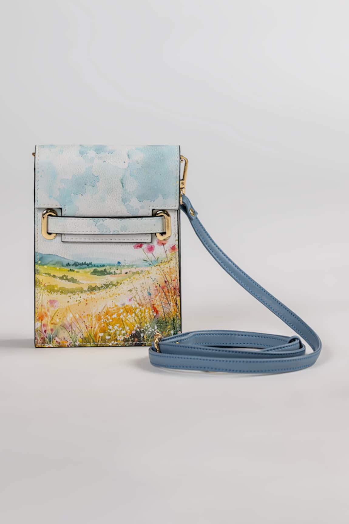 The Garnish Company Certaldo Floral Fields Leather Phone Sling Bag